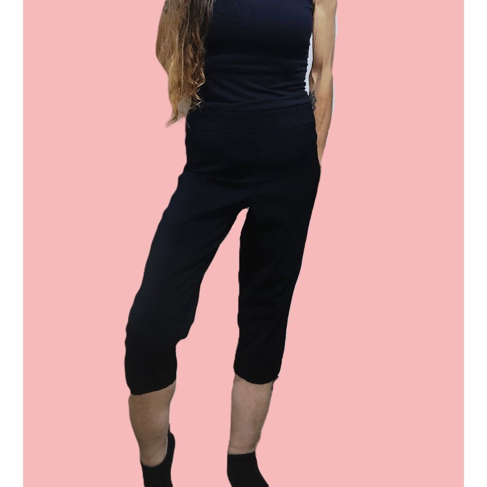 Slim-sation ~ Black Stretch Capri Pants ~ Size 12 ~ Pull-On Style